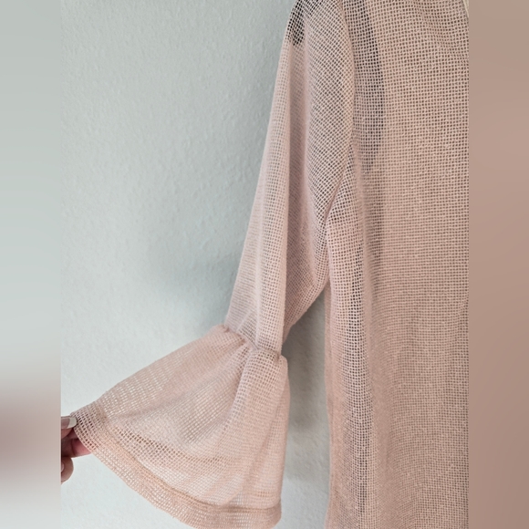 NWT Vecceli Italy Taupe 3/4 length Sleeve Net Blouse - Picture 4 of 4